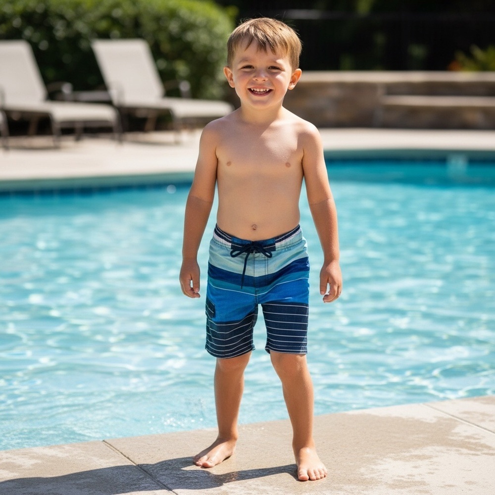 Kanu Viper Boys Navy Striped Swimsuit With Built-in Underwear